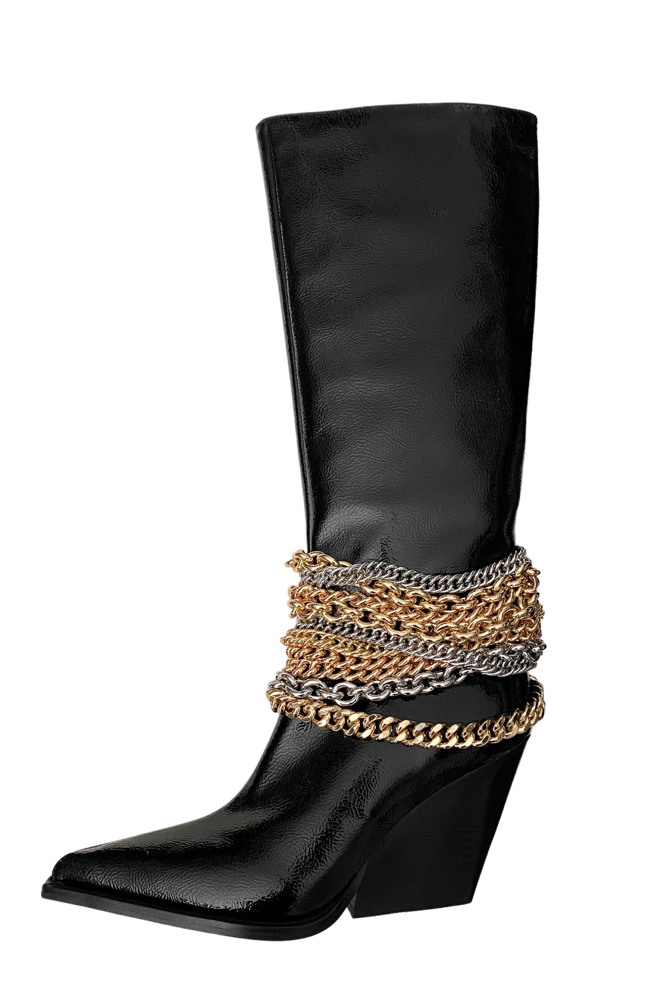 JEFFREY CAMPBELL ITS-A-DRAW CHAIN BOOT - SIZE 7