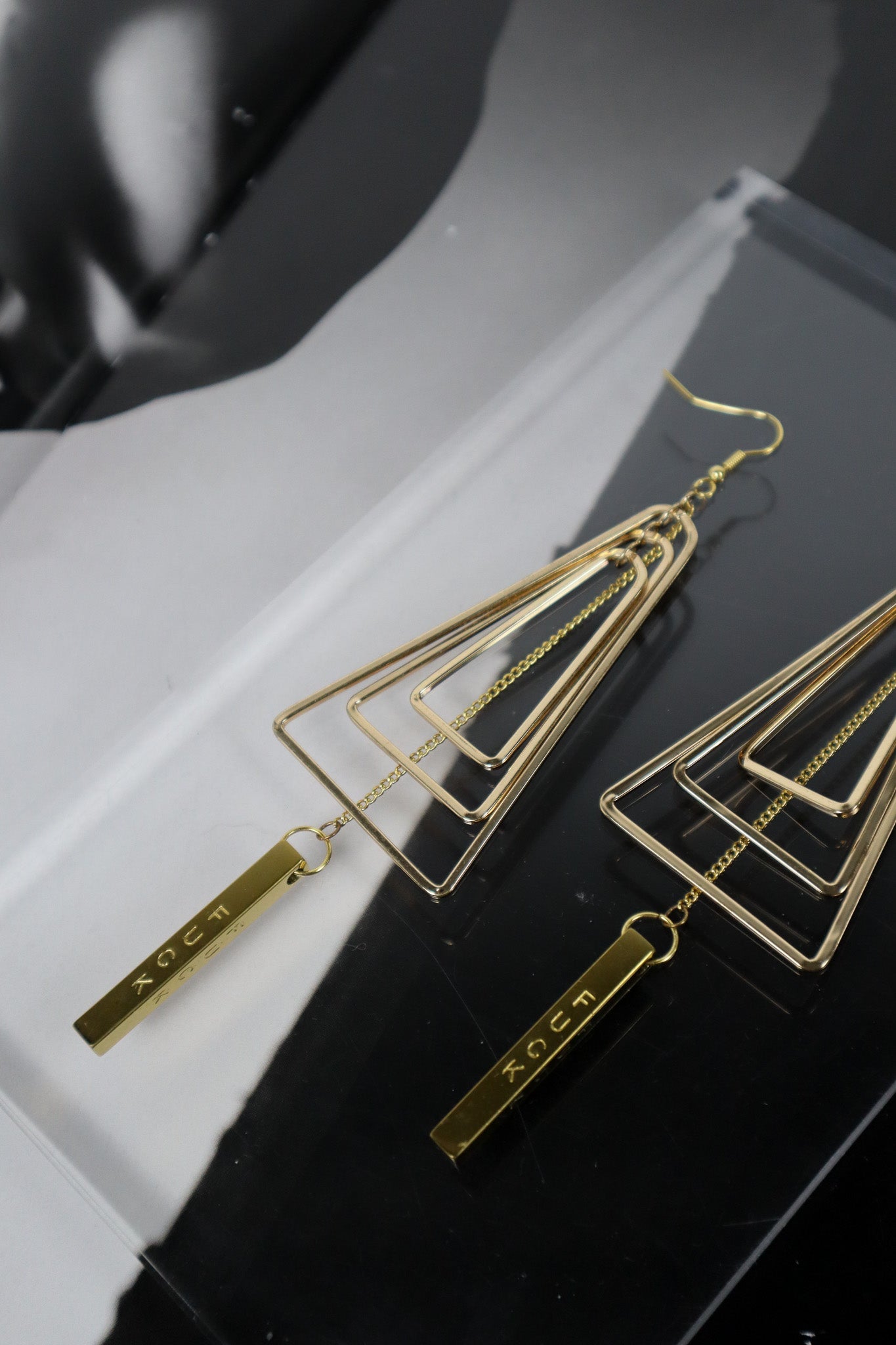 Triangle XL WORD Earrings - Gold
