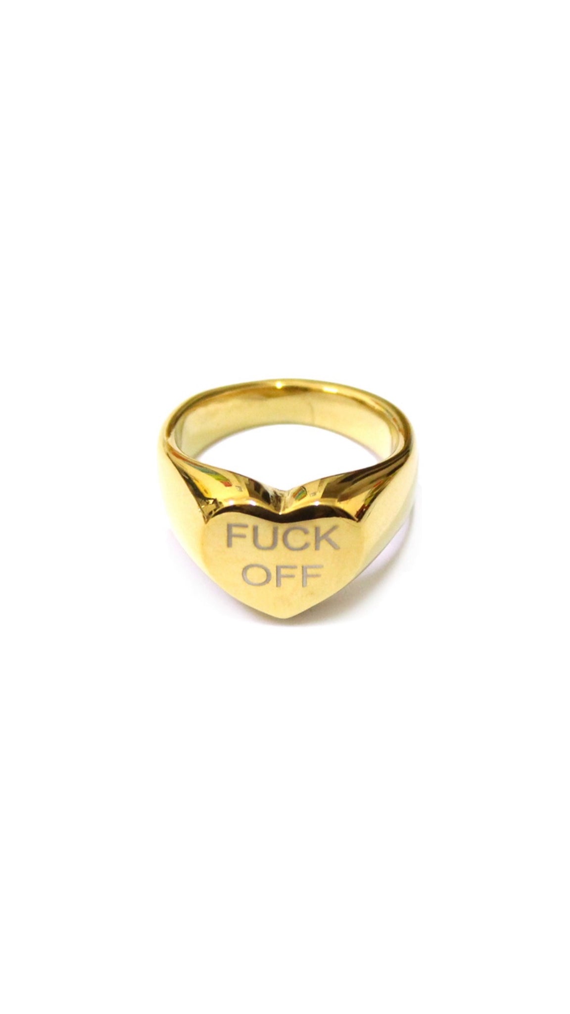 F-OFF HEART BAND RING - SILVER/GOLD